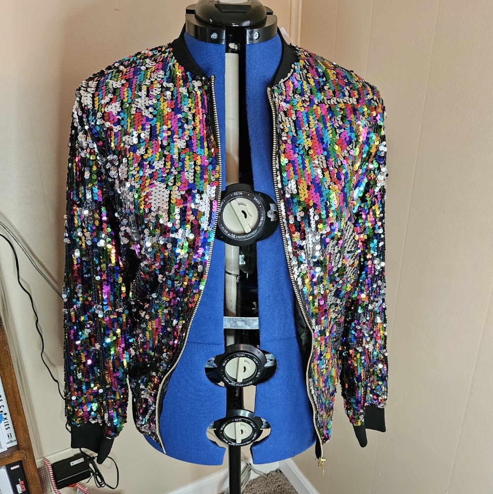 Sequin Multicolor Bomber Jacket